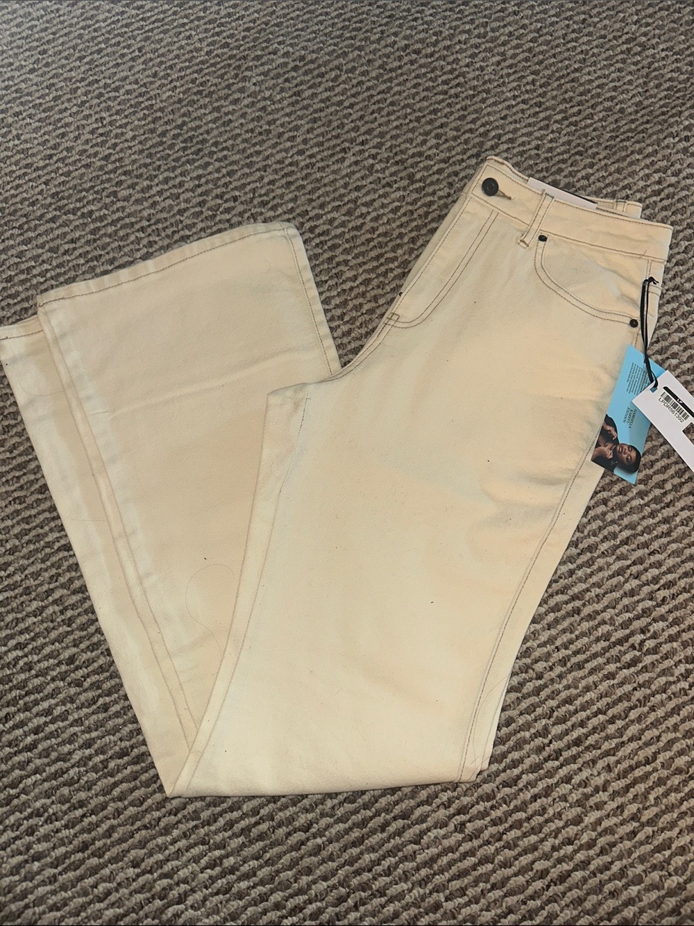 Cream Wide-Leg Women’s Jeans - Unknown Brand